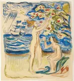 Edvard Munch, Nøytralien, Akvarell og fargestift på middels tynt gulhvitt