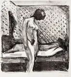Edvard Munch, Gråtende kvinne, Litografi trykket i svart på middels tynt riflet