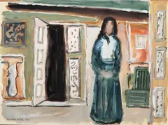 Interiør by Harald Kihle, 1961, Akvarell på papir, sold Dec 2012