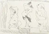 Pablo Picasso, Danserinne og to gamle menn, 1966, Radering, lysmål
