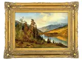 Anders Askevold, Elvelandskap med folkeliv, 1868, Olje på lerret