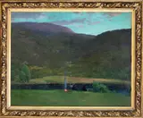 Christian Skredsvig, Stangfiske ved elv, aften