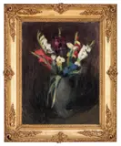 Bernt Tunold, Oppstilling med blomster i kanne, 1941, Olje på lerret