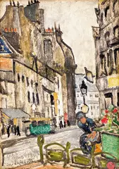 Xan Krohn, Rue Lafayette, Paris, 1934, Olje på plate
