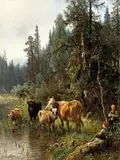 Anders Askevold, Ved vanningsstedet, 1882, Olje på lerret