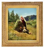 Wilhelm Peters, Hvile i slåtten, 1877, Olje på lerret