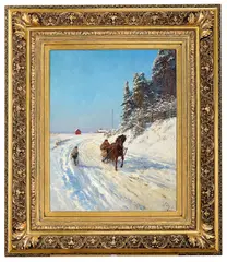 Wilhelm Peters, Sledekjøring, 1898, Olje på lerret