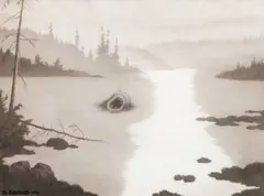 Theodor Kittelsen, Nøkken, 1911, Blyant og lavering på papir, lysmål