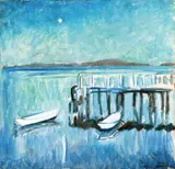 Arne Kavli, Robåter ved brygge, måneskinn