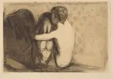 Edvard Munch, Trøst, Radering trykket i brunt på tykt beige papir