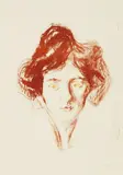 Edvard Munch, Berlinermodell, Fargelitografi trykket i rødbrunt og grønt på