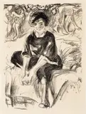 Edvard Munch, Fotvask, Litografi trykket i svart på middels tykt gulhvitt