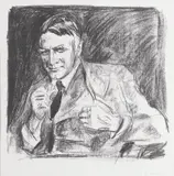 Edvard Munch, Arkitekt Henrik Bull, Litografi trykket i svart på middels tykt gulhvitt