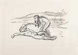 Edvard Munch, Alfa og Omega, Litografi trykket i svart på middels tykt gulhvitt