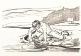Edvard Munch, Omegas død, Litografi trykket i svart på tykt hvitt