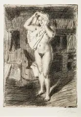 Anders Zorn, Berserk, 1914, Radering trykket på tykt gulhvitt papir