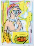 Kai Fjell, Pike med fruktkurv, Serigrafi, lysmål