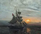 Frithjof Smith-Hald, Aften - solnedgang, Olje på plate