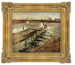 Frits Thaulow, Brygge ved Filtvedt, 1904, Olje på lerret