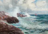 Thorolf Holmboe, Kystlandskap med seilbåter og sjøfugl