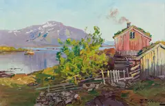 Fra Helgeland by Even Ulving, Olje på lerret, sold Jun 2012