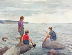 Thorvald Torgersen, Gutter som fisker, Olje på lerret