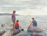 Thorvald Torgersen, Gutter som fisker, Olje på lerret