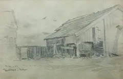 Gerhard Munthe, Fra Hvalstad, Asker, 1877, Blyant på gråblått papir, lysmål