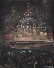 Byen by Erling Enger, 1946, Olje på lerret, sold Jun 2012
