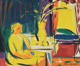 Johan Fredrik Michelet, Vårtema i gult, 1956, Olje på plate