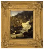 Hans Gude, Parti fra Hallingdal, 1845, Olje på lerret
