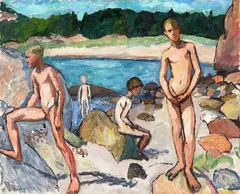 Jean Heiberg, Badende gutter, 1911, Olje på lerret