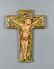 Glazed Ceramic Crucifix by Jef Courtens, Untitled, 1923, bronze