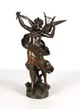 Louis Moreau, Sculpture of a woman with Lyre, bronze and metal sculptures