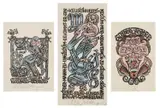 Max Kislinger, Lot met 3 Erotische Houtsnedes, woodcuts