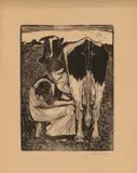 Jan Mankes, De koemelkster 1914 (Houtsnede)
