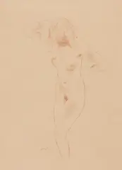 Jan Sluijters, Staande naakte vrouw (Potlood), Pencil and red chalk on paper