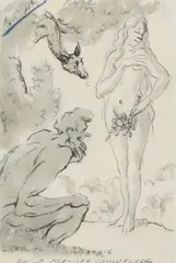 René Besserve, Adam et Eve du le Premier Camouflage 1940 (Aquarel), watercolour on paper Signed lower left with “REB