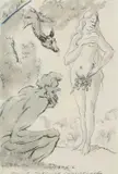 René Besserve, Adam et Eve du le Premier Camouflage 1940 (Aquarel), watercolour on paper Signed lower left with “REB