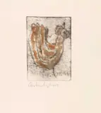 Anton Heyboer, Kip ca 1`990 (Ets), etching on handmade paper Signed in pencil lower left: “Anton Heyboer” Coloured etching
