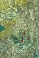 Chahab, Untitled, etching and calligraphy