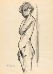Eef de Weerd, Untitled, chalk on paper Signed and