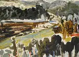 David T. Alexander, Untitled - Slocan Valley, 1985, acrylic on canvas