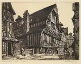 Sybil Andrews, Manoir de Formeville, Lisieux #No. 35/40, etching on paper
