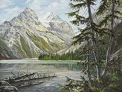 Marion E. Barker, Kinney Lake, Mt. Robson, 1982, oil on canvas