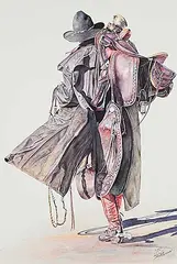 Terry A. Bennett, Untitled - Cowboy Walking Away, watercolour on paper