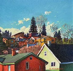 Richard Berg, Hill Top Colour, oil on wood board
