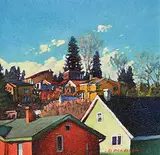 Richard Berg, Hill Top Colour, oil on wood board