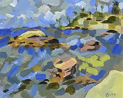 Alan Briks, Bird Rock [San Diego], acrylic on wood board
