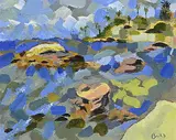 Alan Briks, Bird Rock [San Diego], acrylic on wood board